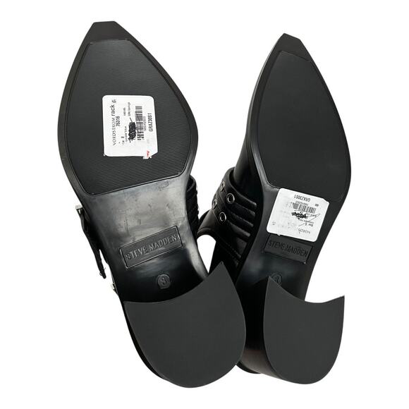 Steve Madden Grazia Black Leather Pointed Toe Moto Bootie Size 8.5 - Picture 10 of 11